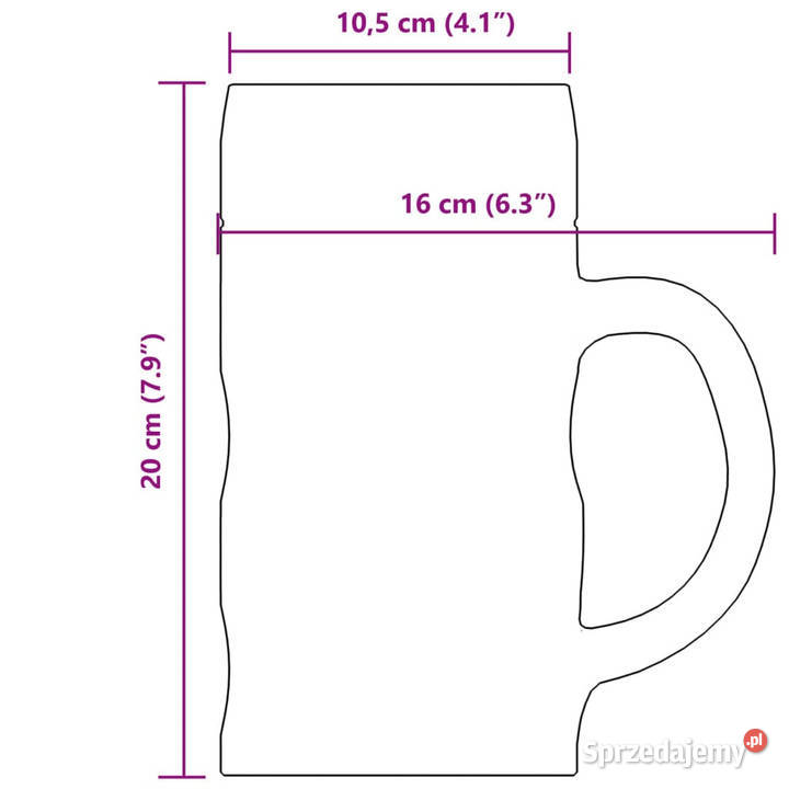 Kufle do piwa ze szklanym uchwytem 6 1000 ml Warszawa