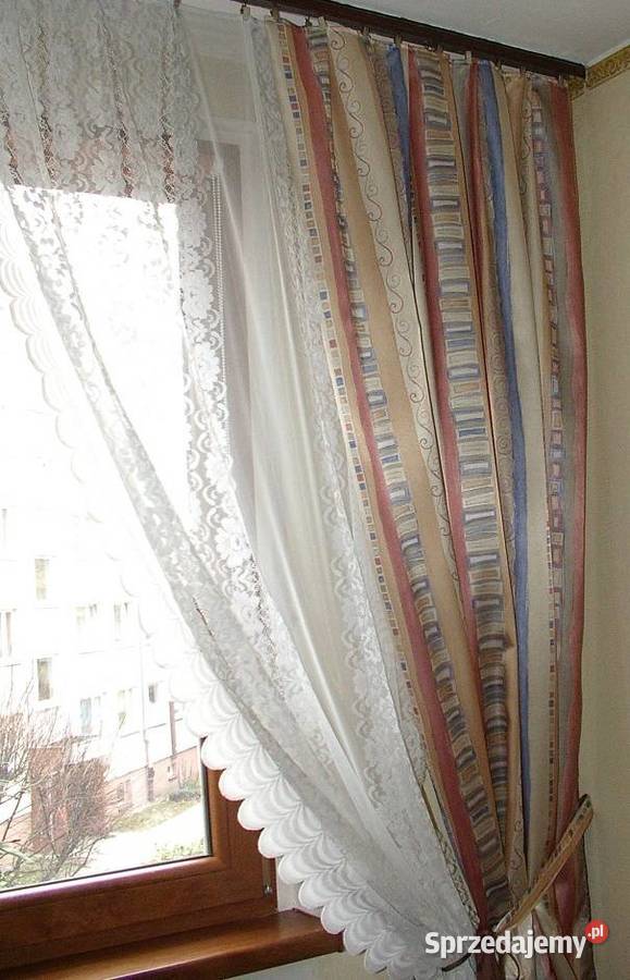 satynowe zasłonki multikolor beż 2 wielokolorowy Zasłony Oleśnica sprzedam