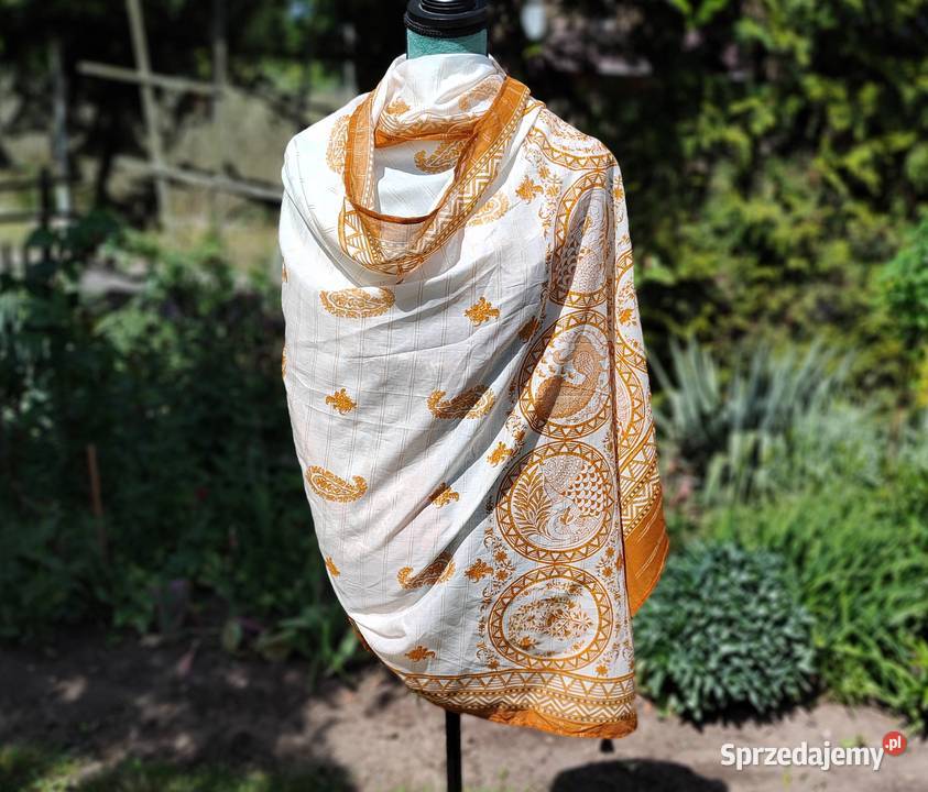 Duża chusta bawełna szal pareo kolor złoty zachodniopomorskie Szczecin
