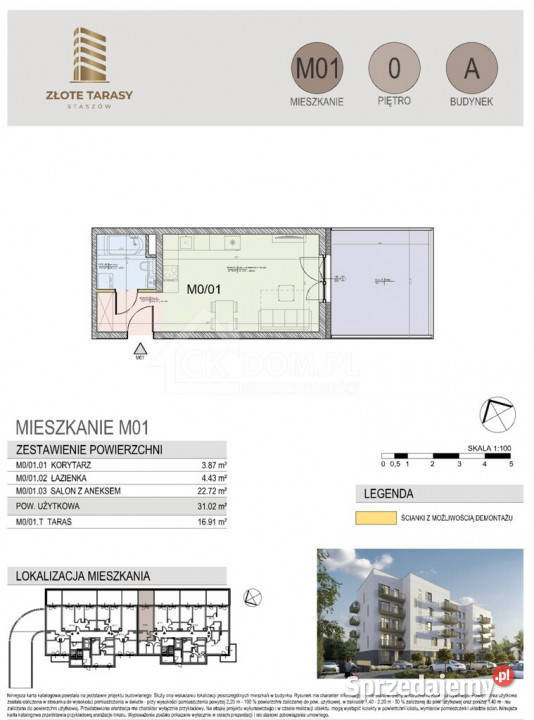 M01 3102 m 1 pokój parter taras 1691 m Sprzedaż Staszów