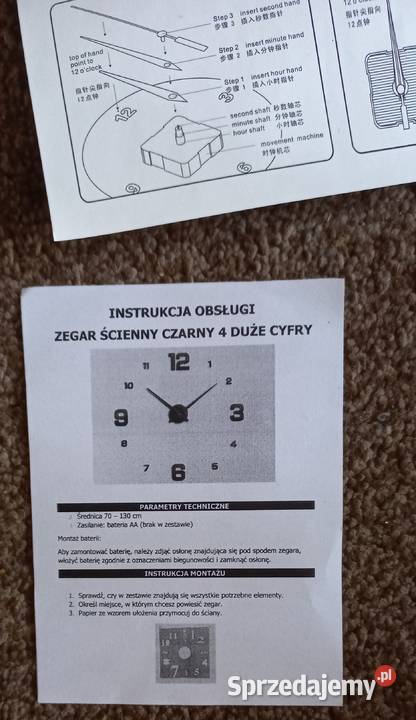 Zegar ścienny czarny 4 duże litery KX9713 nowy warmińsko-mazurskie Elbląg