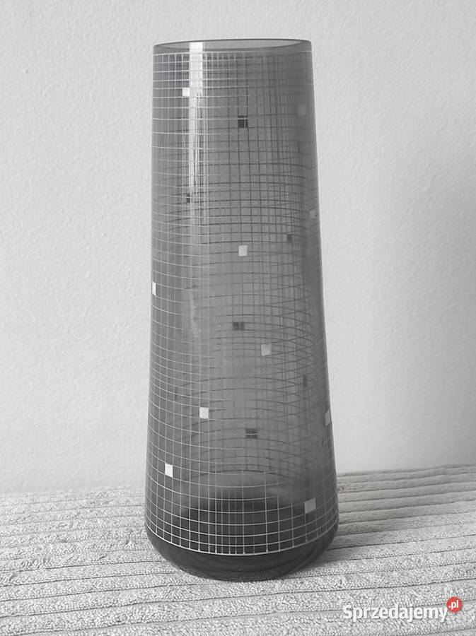 Wazon lata 60 szkło grafitowe malowane