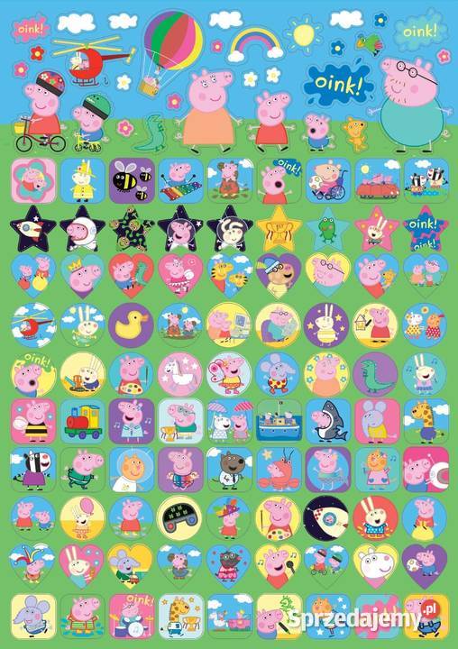 Świnka Peppa Pig Zestaw Naklejki Nalepki 140