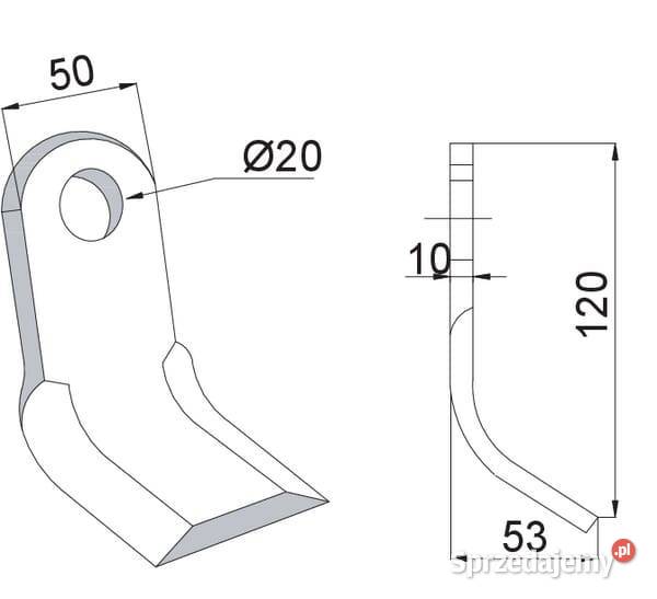 Nóż bijaka 50x120 mm M03400406RN