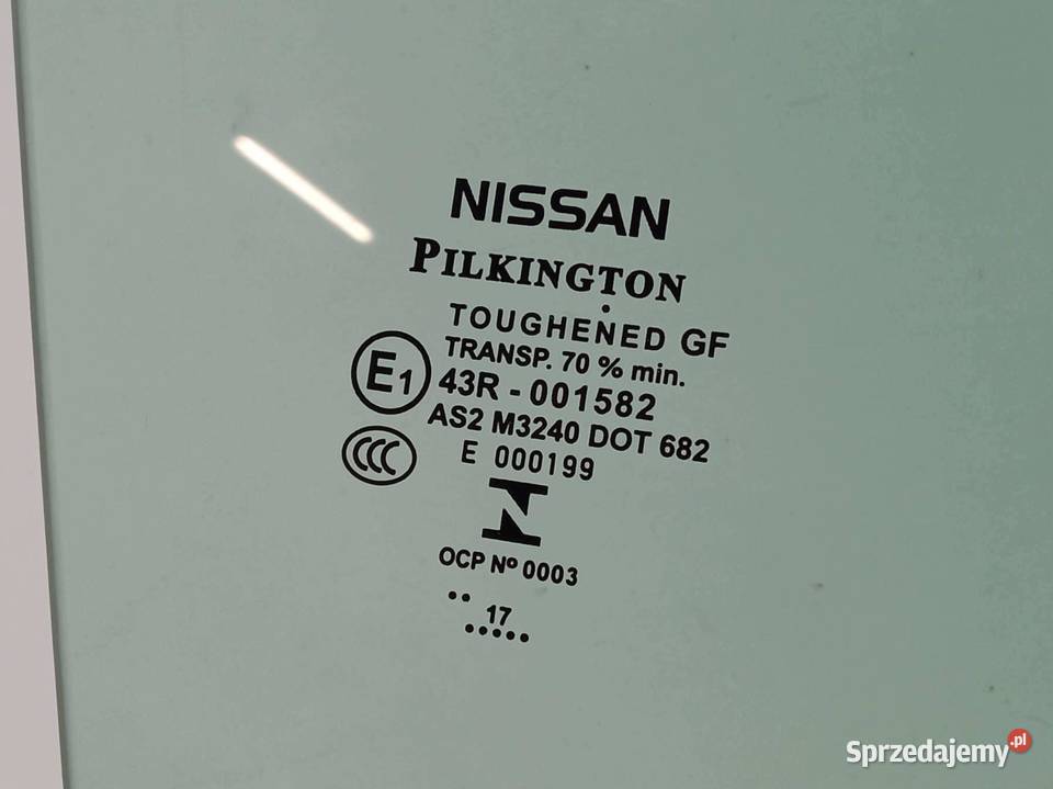 SZYBA DRZWI PRAWY PRZÓD Nissan Qashqai II 2013 osobowe