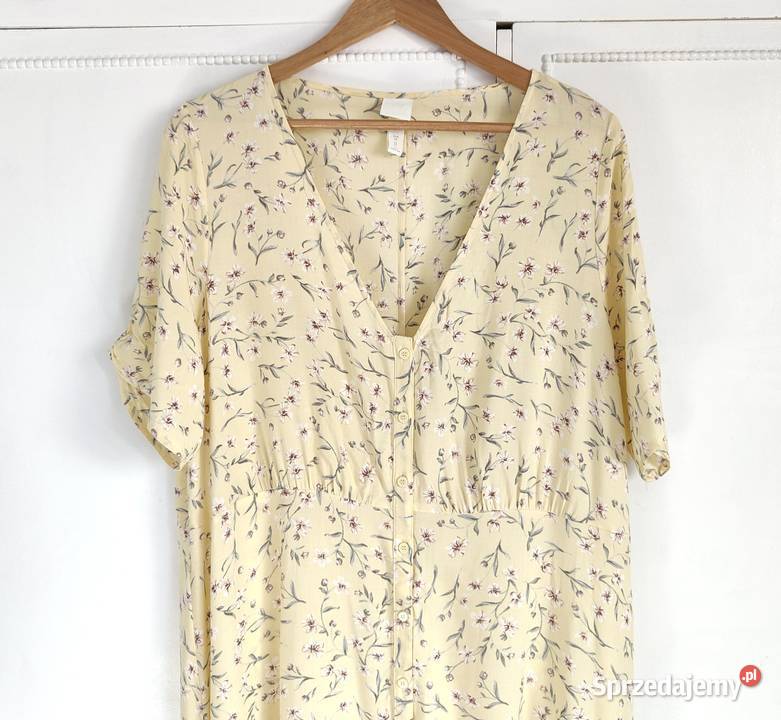 Maślana sukienka HM 50 5XL kwiaty midi tea dress Szczecin