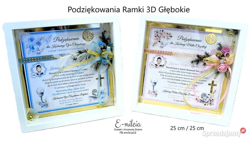 Ramki Głębokie 3D podziękowania chrzestnych lubuskie