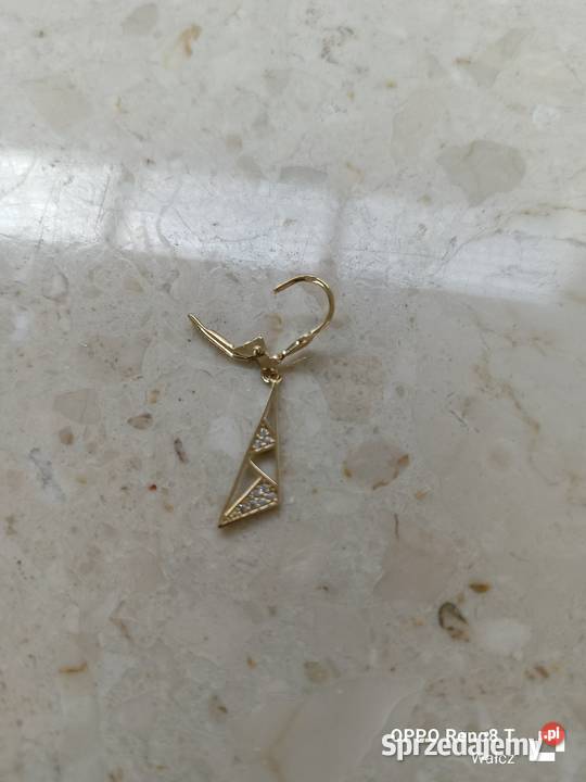 Złote Nowe kolczyki z cyrkoniami wys 35mmpr333 Kolczyki Wałcz