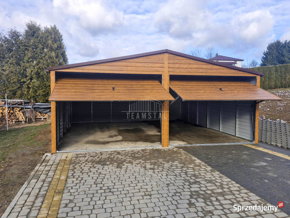 Garaż blaszany 6x65m bramy uchylne rynny dwuspad Bydgoszcz