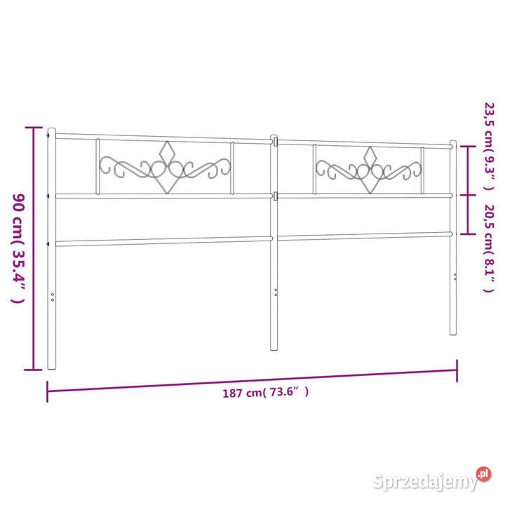 Metalowe wezgłowie białe 180 WM355352