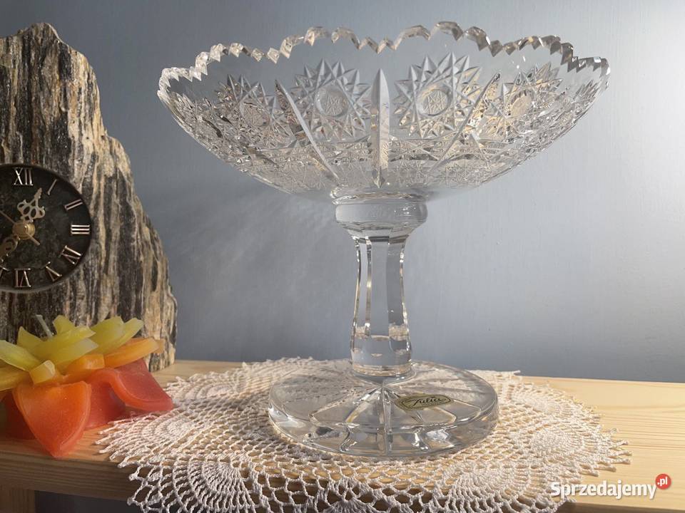 Krysztalowa patera na stopie zeby fantazyjne Jelenia Góra sprzedam