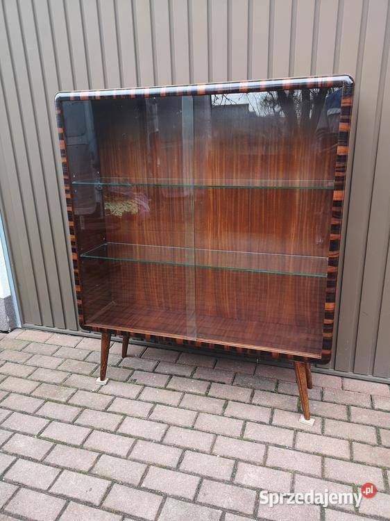 Witryna Biblioteka ARTDECO Orzech Zgrabna Stara Antyki, Sztuka, Kolekcje