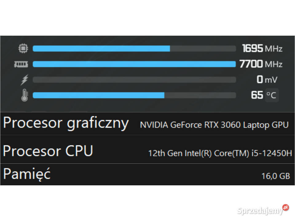 RTX 3060 EKRAN PREMIUM 16 1440p 165Hz 8 rdzeni USB 3.0  Bielsko-Biała