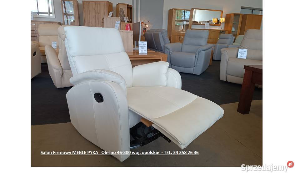 Fotel RELAX w Skórze Naturalnej Bujany Obrotowy Olesno sprzedam