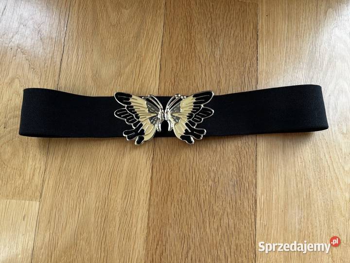Kobiecy elastyczny pasek z klamrą motyla czarny Warszawa