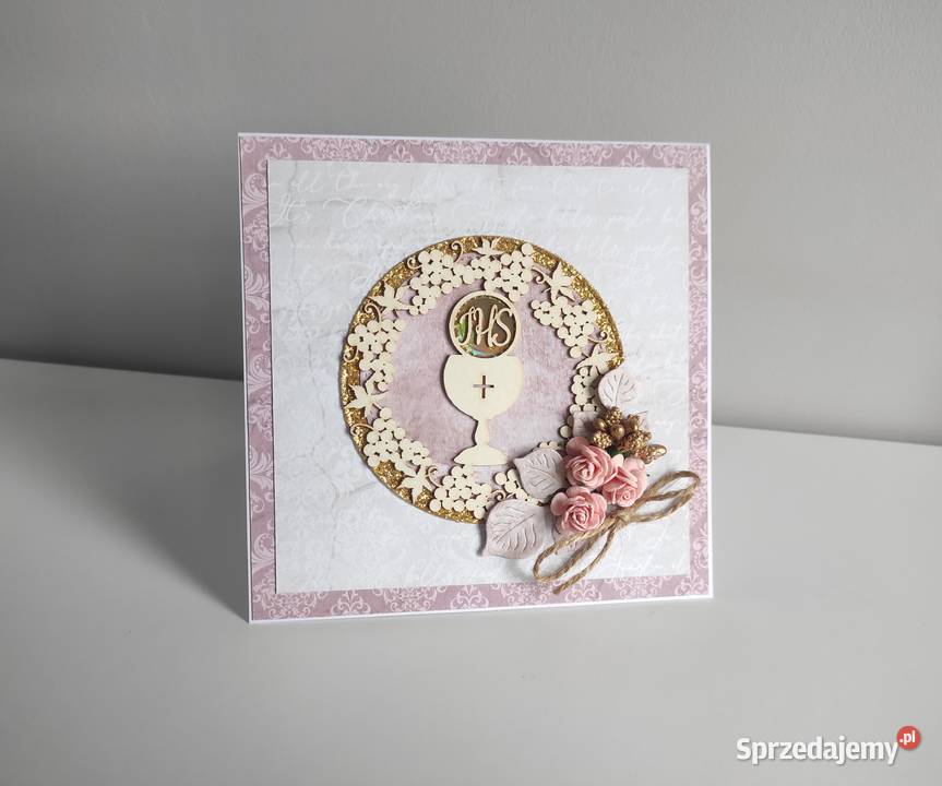 Kartka okolicznościowa ręcznie robiona Komunia Antyki, Sztuka, Kolekcje Łódź