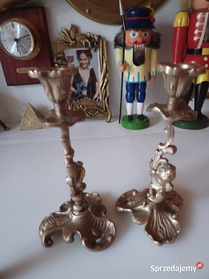 Komplet dwóch świeczników Mosiądz Kolekcja Poznań