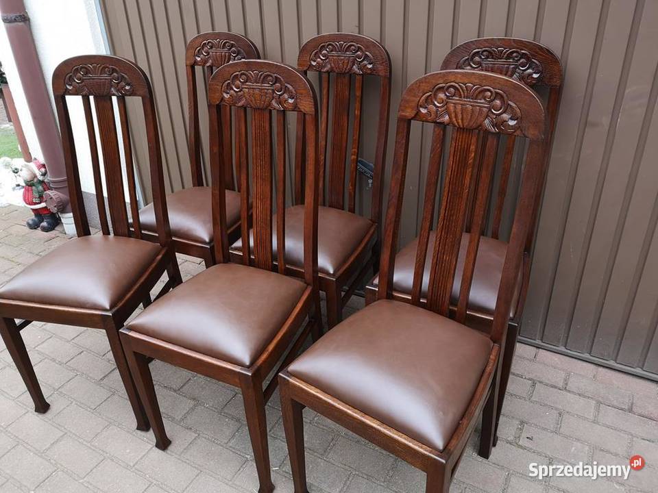 Krzesła Dębowe Wysokie Politura Stare Antyk Swarzędz