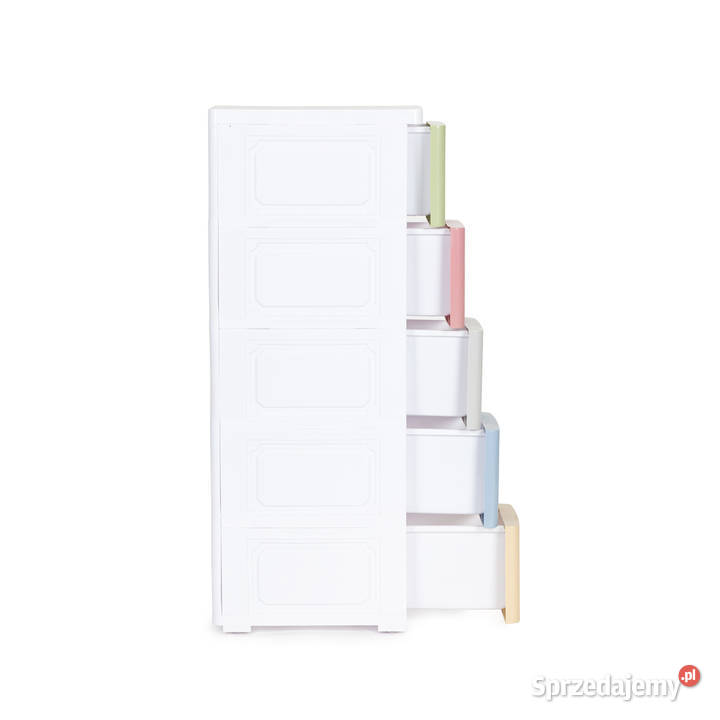 Regał z 5 wysuwanymi szufladami nogi z kółkami Smogorzów