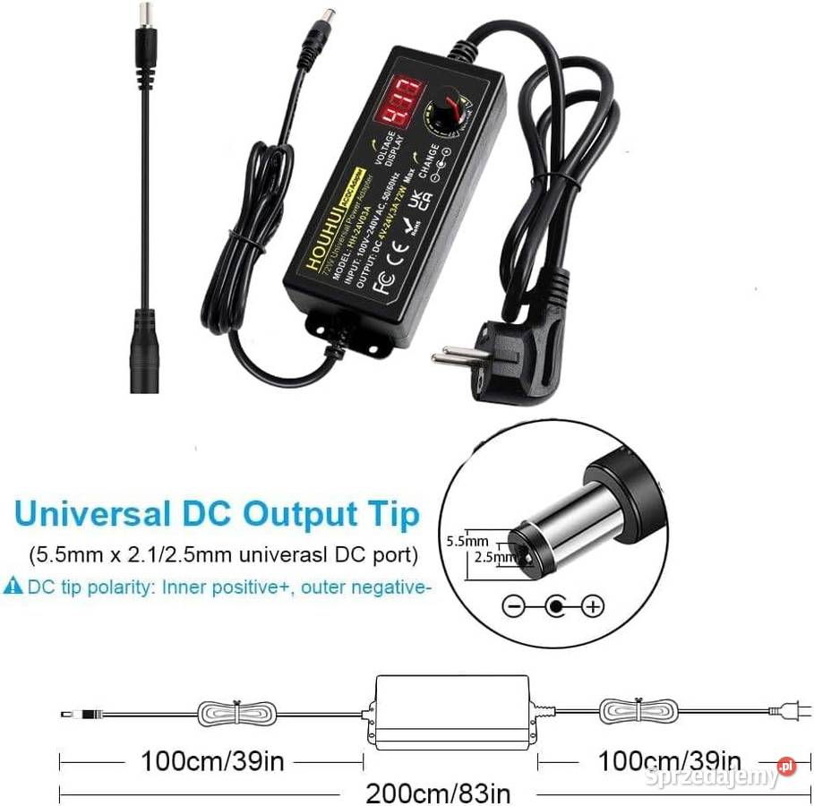 HOUHUI Regulowany zasilacz sieciowy 3 A 72 W Pozostałe Chojnice