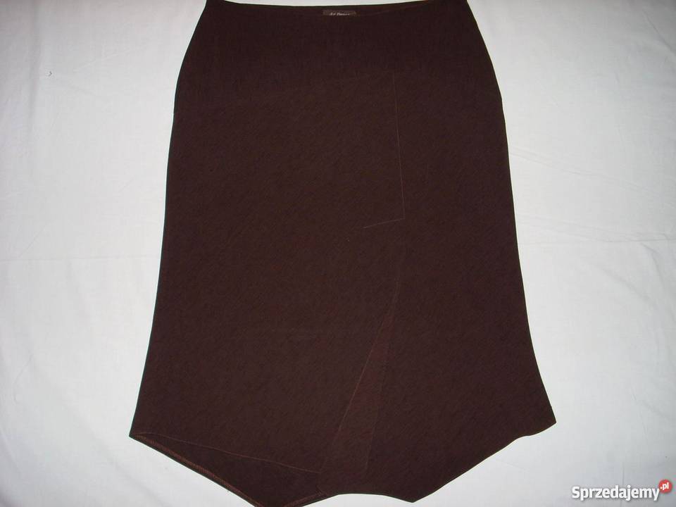 Elegancka Spódnica z Fałdem j nowa44 XXL brązowy/beżowy