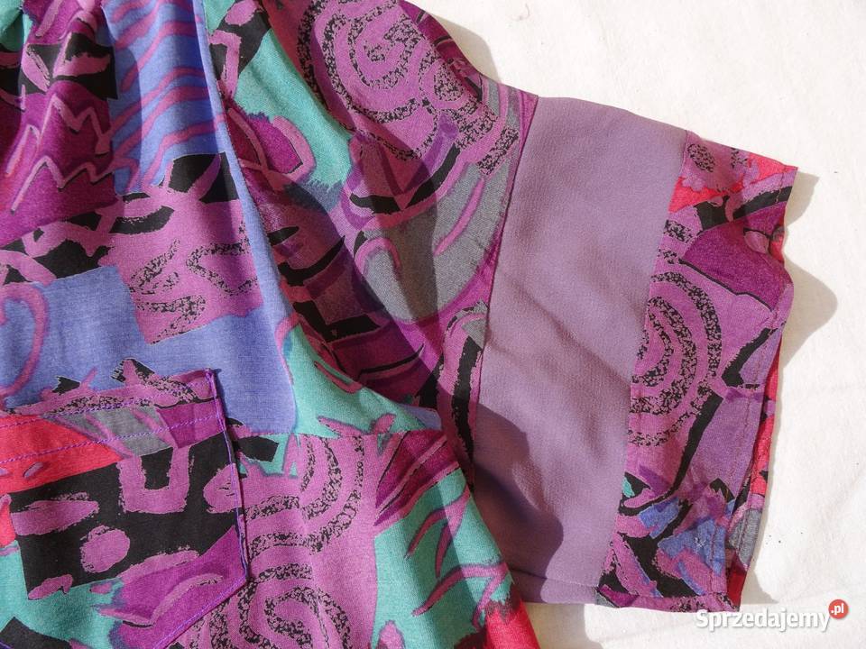 Wzorzysta Bluzka koszula vintage 46 48 kolorowy Nowy Sącz