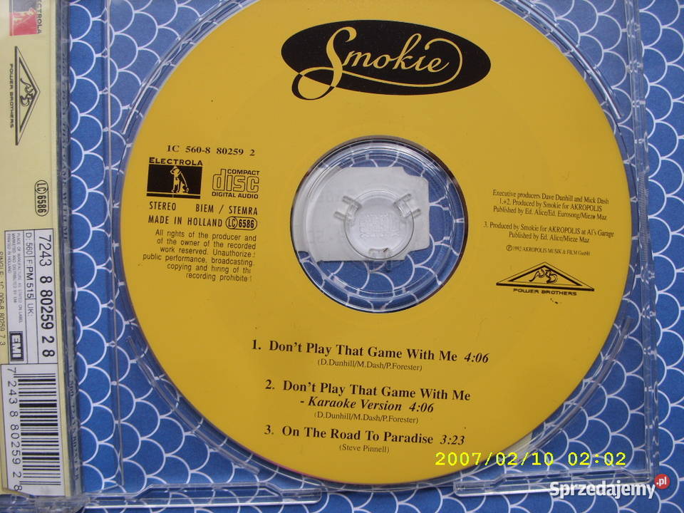 Rock CD singiel SMOKIEDONT PLAY DATH 1992 Wołów