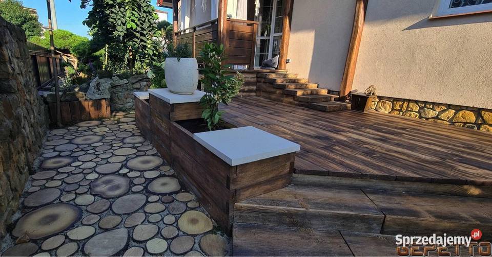 Betonowe drewno taras ścieżka ogrodzenie kostka Kostka brukowa Bielany Wrocławskie