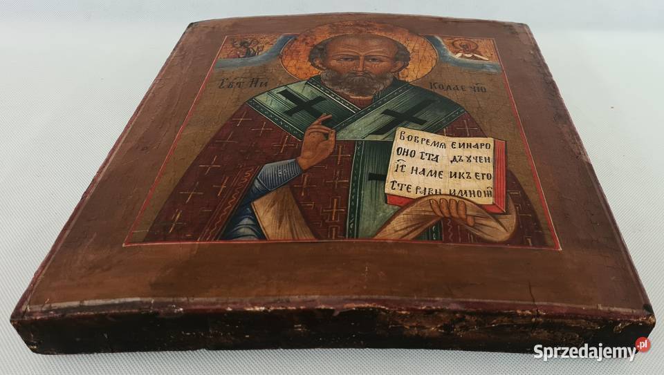 Ikona Święty Mikołaj z Miry XIX wiek 0219 Warszawa