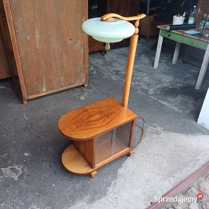 Lampa podłogowa ze stolikiem na kołkach ArtDeco Meble Antyki, Sztuka, Kolekcje Suchorzew sprzedam