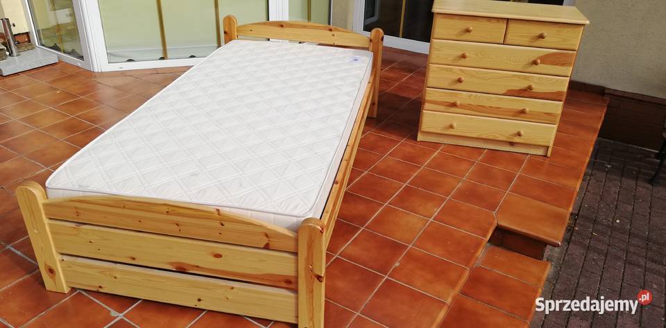 Łóżko drewniane sosnowe rama łóżka materac