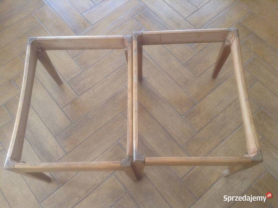 Zestaw 2 drewnianych taboretów tapicerowanych Opole