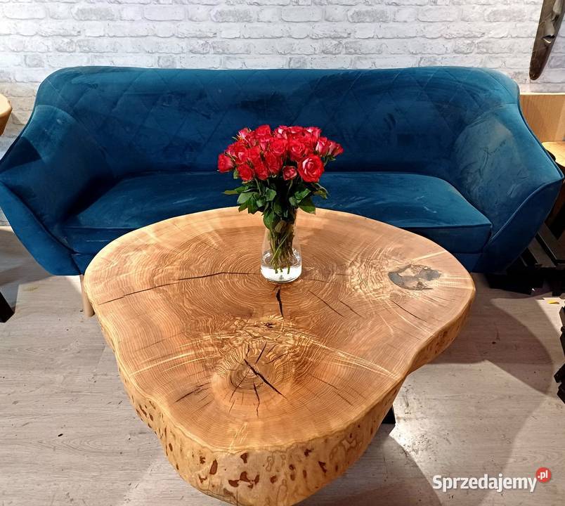 Stolik kawowy 98x98 plaster drewna loft ława Śrem