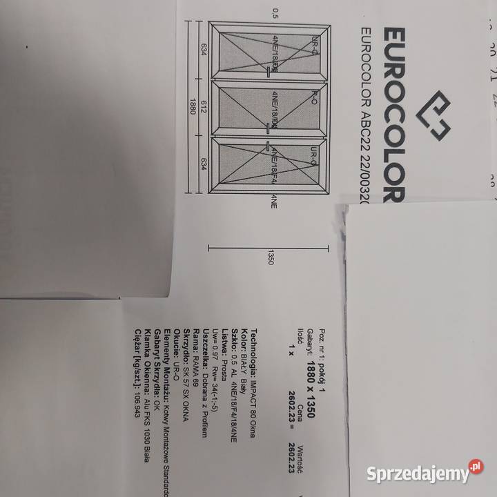 Okno Eurocolor Impact 80 białe 1880x1350 Toruń