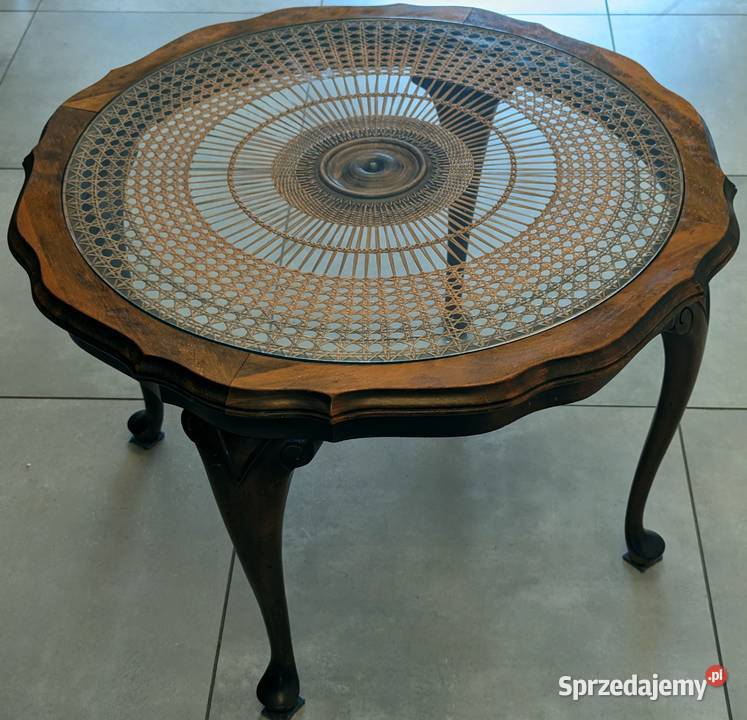 Piękny okrągły stolik ludwikowski orzechsklep śląskie sprzedam