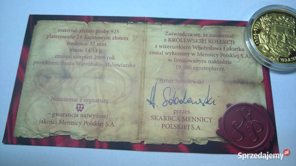 Numizmat srebrny PIASTOWIE Władysław Łokietek Numizmatyka Warszawa