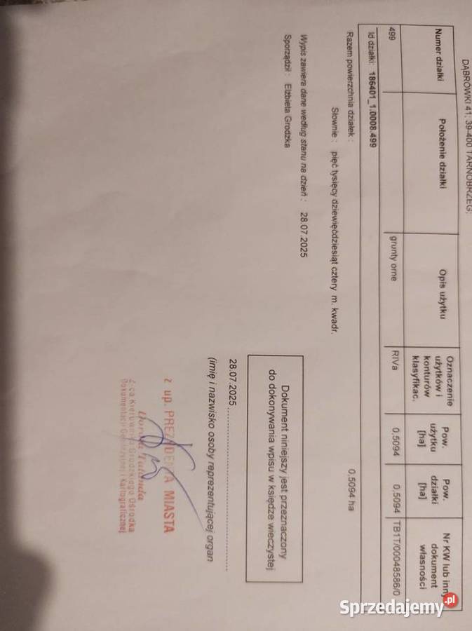 Działka rolna 05h osiedle Sobów Tarnobrzeg