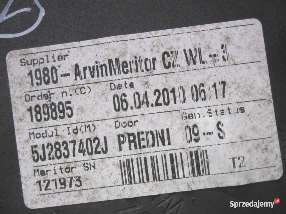 SKODA FABIA II 10r mechanizm podnośnik szyby osobowe