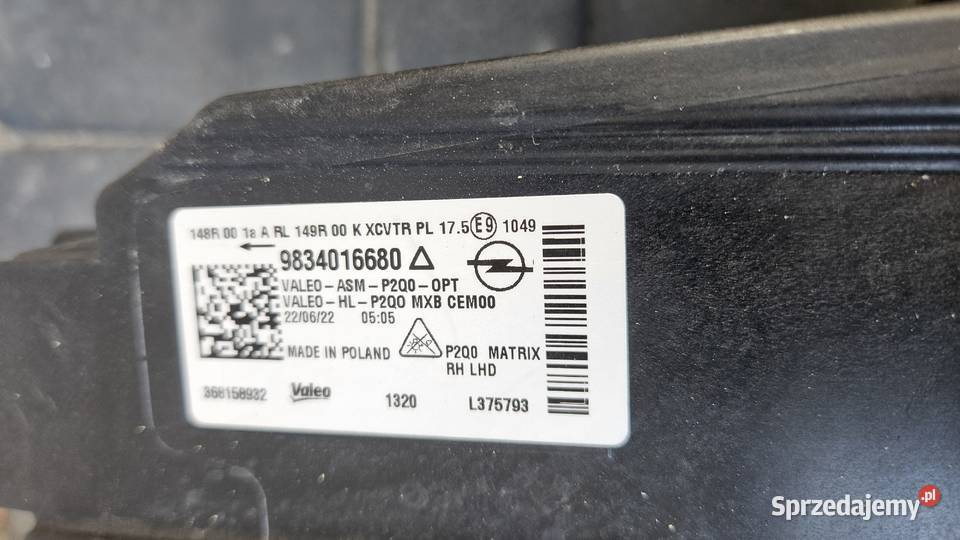 OPEL MOKKA B II LAMPY PRZÓD MATRIX FULL LED LEWA osobowe