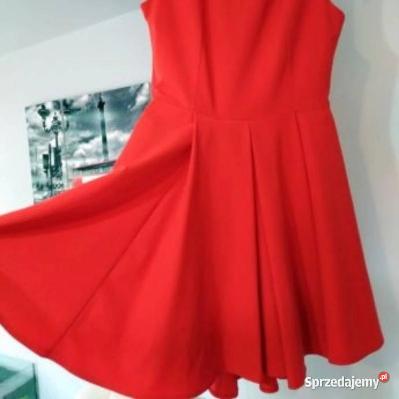Czerwona koktajlowa sukienka ML stan idealny Spódnice i sukienki