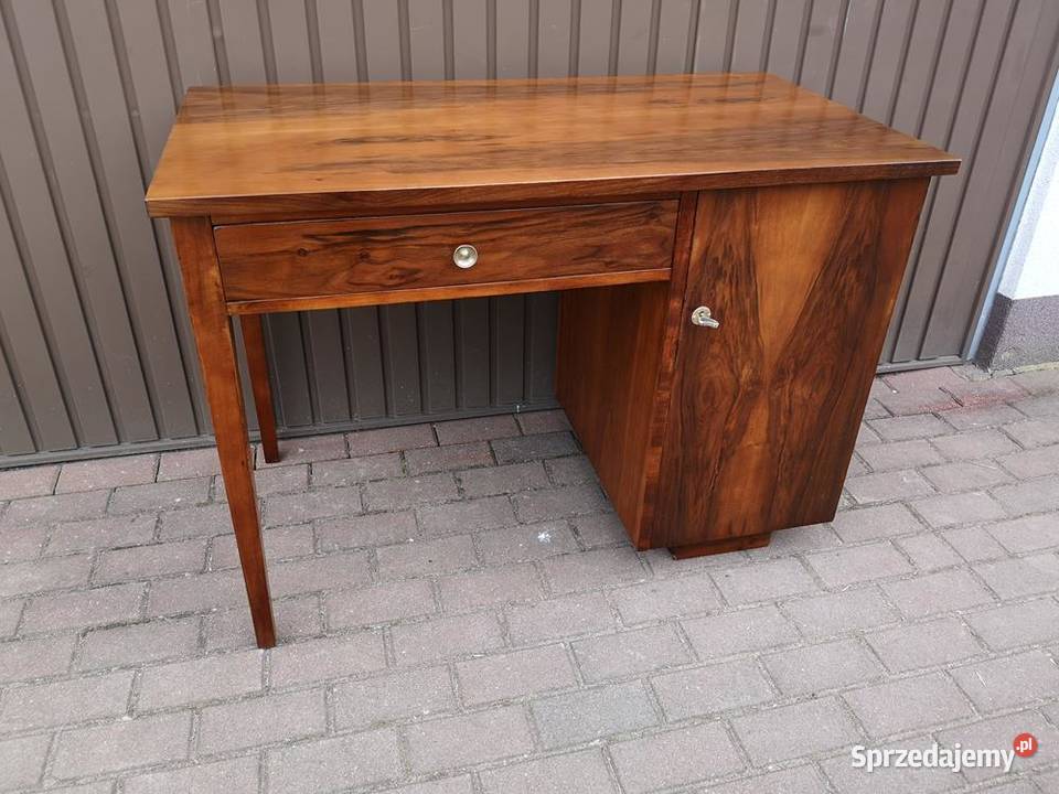 Biurko ARTDECO PRL Orzech Zgrabne Stare Meble Swarzędz