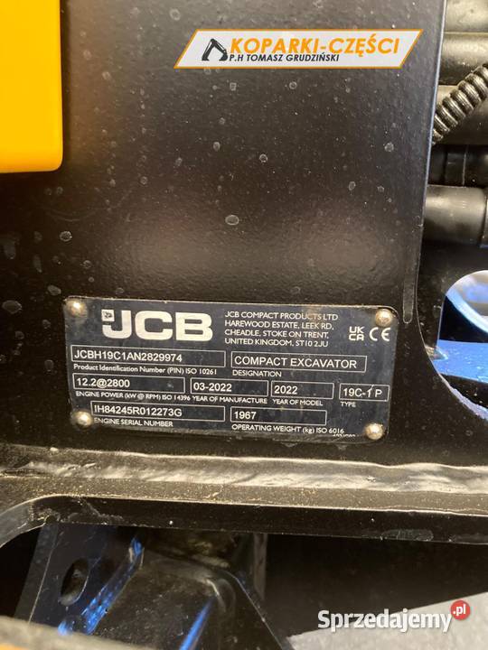Mini koparka JCB 19C1 19t 2022 zadbana 3 łyżki Koparki Kosakowo