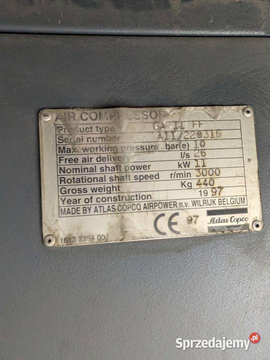 Sprężarka Atlas Copco GA 11 FF Poznań