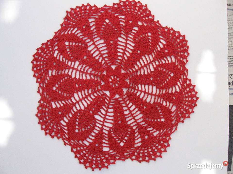 serwetka szydełkowa czerwony Ostrów Wielkopolski