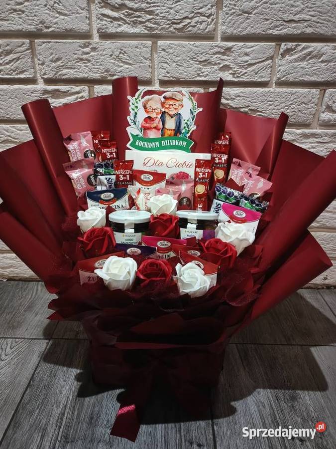 Box ze słodyczy prezent babci i dziadka box z Miody i produkty pszczele Ratyń sprzedam