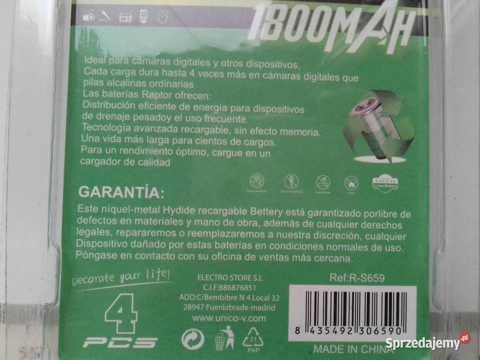 Akumulator NiMH 12V AA 1800mAh 1 sztuka RAPTOR Bydgoszcz sprzedam