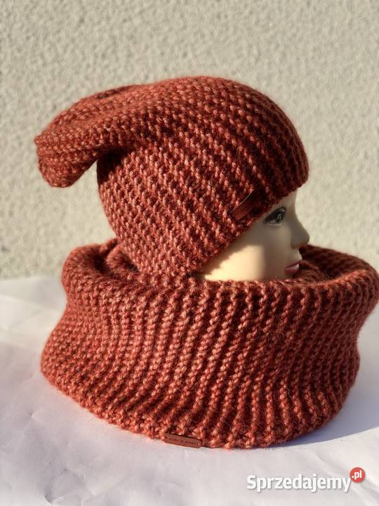 Komin podwójny czapka komplet MERINO ALPAKA