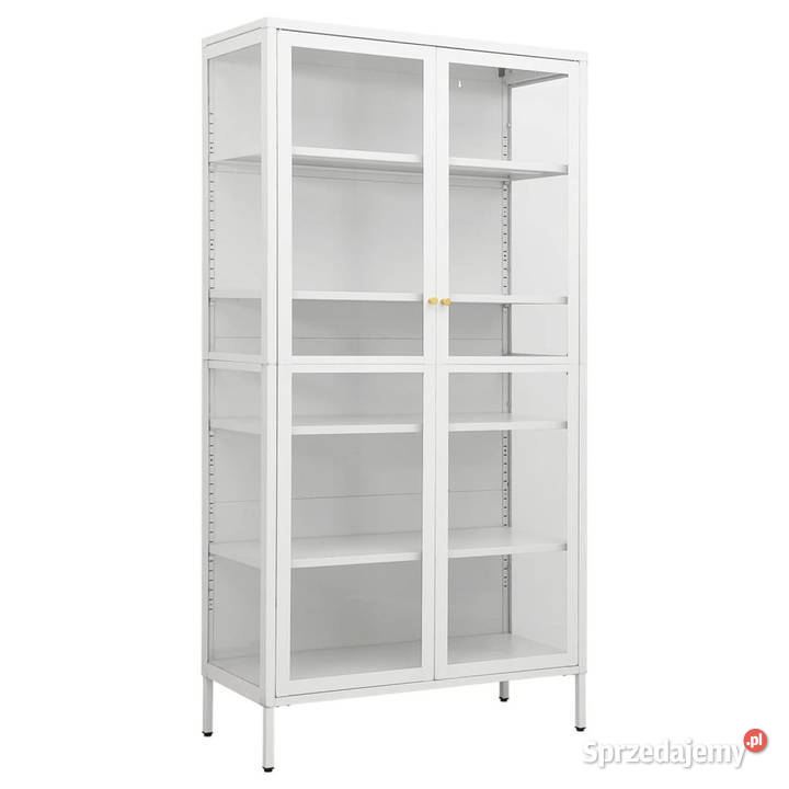 Witryna biała 90x40x180 stal i hartowane szkło Warszawa