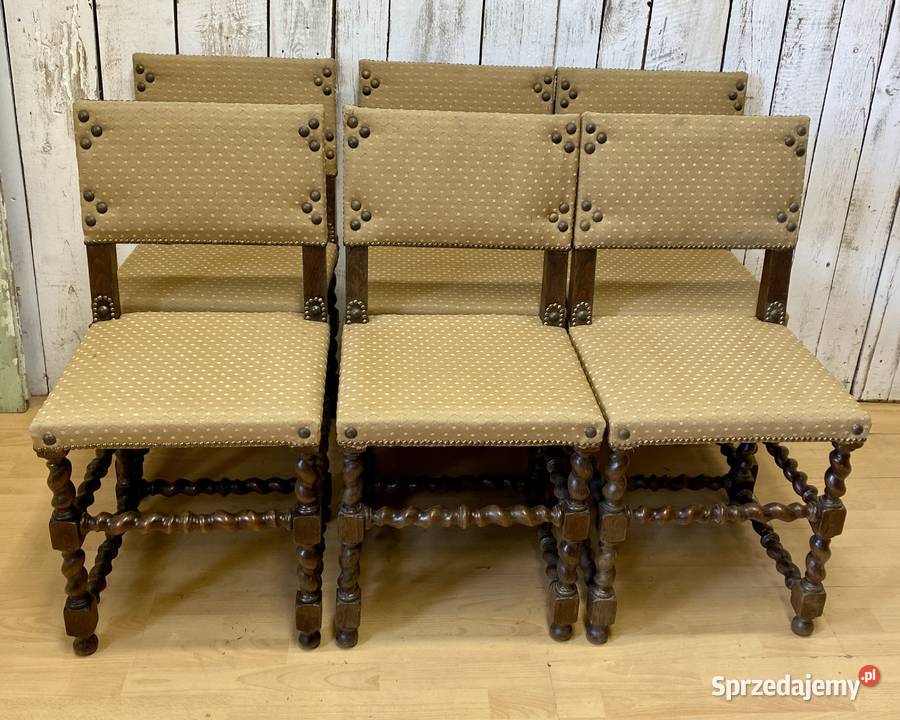 Zestaw 6 krzeseł renesansowych Francja antyk Krzesła Warszawa