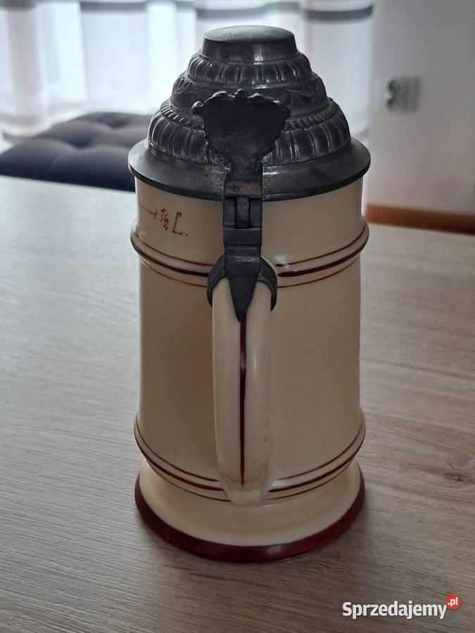 Stary Ceramiczny Kufel do Piwa pół litrowy z Radom